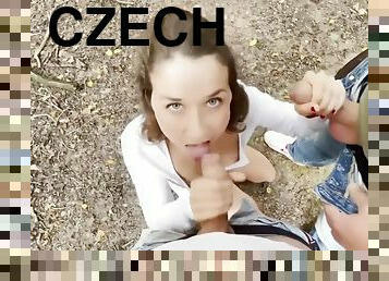 Czech amateur blowjob and fuck in public POV