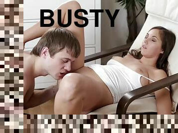 Perfect busty brunette creampied in art porn scene
