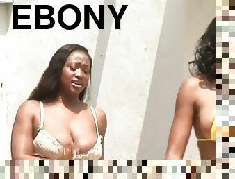 Beautiful ebony babes Aryana Starr and Naomi Banxxx suck and fuck Lex Steele