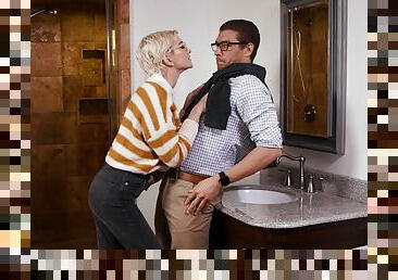 When Nerds Attack part 1 - Blonde student in glasses Skye Blue fucked in bathroom