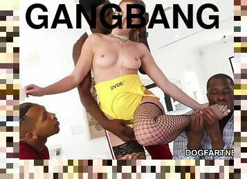 anal, ébène, interracial, gangbang, black, salope, bout-a-bout