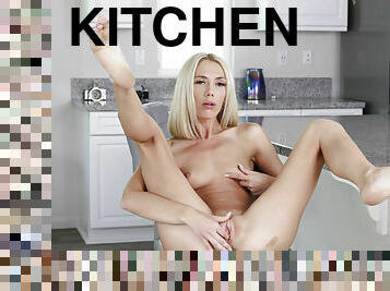 Solo fuck in the kitchen from slender blonde Sky Piece