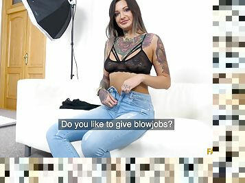 Tattooed Ukrainian chick with pierced nipples gets fucked well