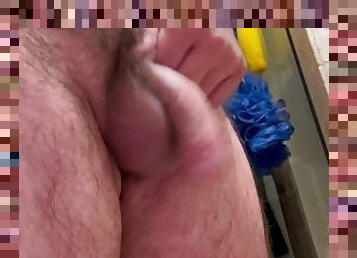 Playing with horny soft uncut cock