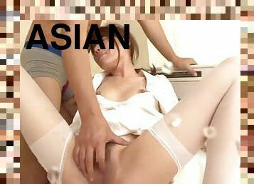 Asian babe is drilled by a guys hard cock