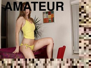 masturbation, amateur, jouet, rousse