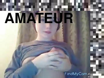 masturbation, mamelons, amateur, ados, webcam, solo, lait, en-lactation