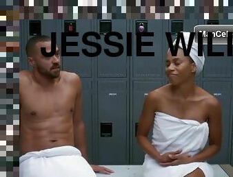 Jessie Williams naked in a towel