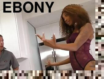 Ebony hottie gets double penetrated