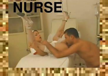 Eating out nurse in stockings and fucking her