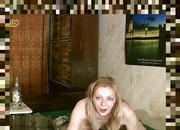 Naked blonde drunk chick is fun to watch