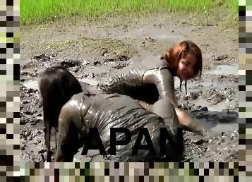 Two japan girls in mud