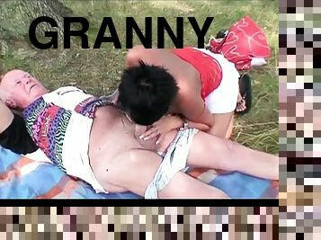 Bbw granny fun in the forest