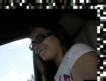 Spex taxipassenger taxi driver outdoor tits