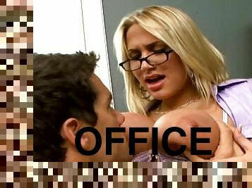 Horny office fuck with busty blonde
