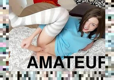 masturbation, amatör, brudar, tonåring, söt, dildo, ensam