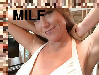 Classy milf tugs lucky cock with her bigtits