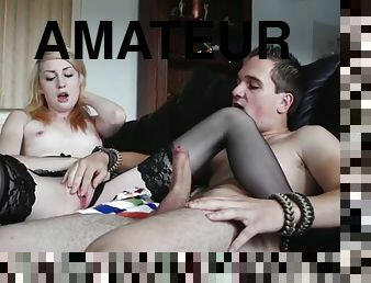 amateur, menghisap-zakar, peju, tegar