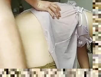 CD in a transparent nightgown fucked hard by a hot guy