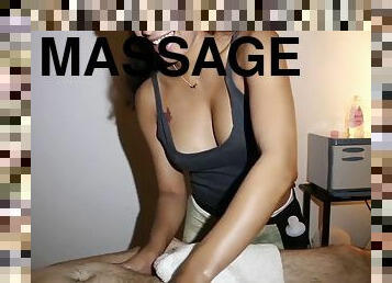 Seductive spa babe wanks clients cock after sensual massage