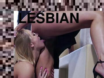 Blonde lesbian shows whos the boss