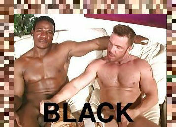 Muscular white guy making love with a black man