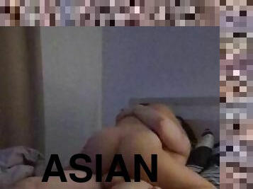 Asian Student Grinds To Orgasm On Her First White Cock