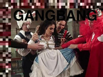 Alice in Wonderland-themed gangbang for Arabelle Raphael