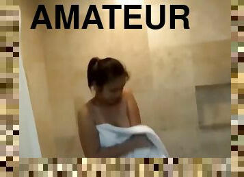 A hot amateur asian girl gets her pussy licked and fucked in the bathroom