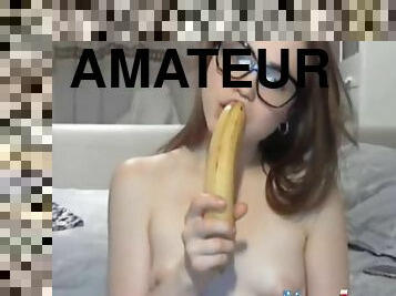 masturbación, amateur, webcam, banana