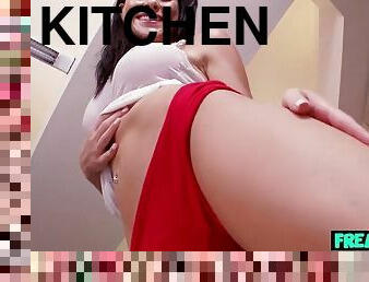 Spicy Kitchen Striptease And Masturbation