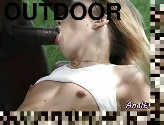 Smalltits babe assfucked by bbc outdoors
