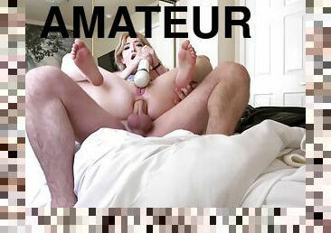 levrette, amateur, anal, fellation, jouet, ejaculation-interne, blonde, réalité