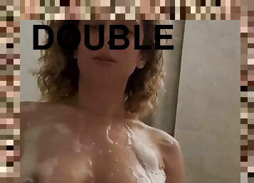 Crysspop fucking a dildo in the shower