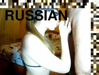 russe, amateur, fellation, couple, belle, par-voie-orale, masque, sucer