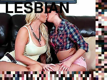 See fake titty lesbians eat pussy