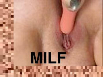 cul, gros-nichons, masturbation, écolière, giclée, amateur, milf, jouet, maison, maman