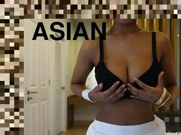 Hot asian babe with massive natural tits