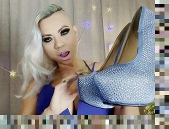 Sexy ASMR Tapping And Scratching Blue High Heels ????????