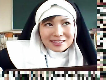 Pretty Asian nun is swallowing loads of jizz