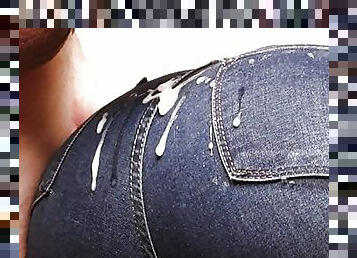 jeans fetish, jerking off to a juicy ass in jeans 