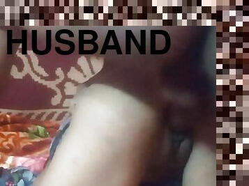 Husband fucks sexy wife lying on the bed
