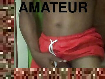 masturbation, amateur, ejaculation-sur-le-corps, ébène, ados, gay, branlette, secousses, point-de-vue, jeune-18