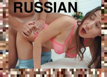 russo, adolescente, garganta-funda, pov, ejaculação, morena, pénis