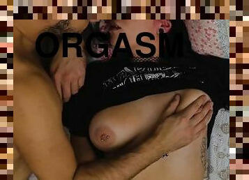 masturbācija-masturbation, krūšgali, orgasms, amatieris, pašdarināts, pāris