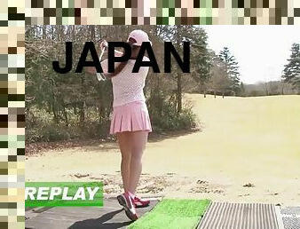 poilue, en-plein-air, public, fellation, ejaculation-sur-le-corps, ados, hardcore, japonais, golf, brunette