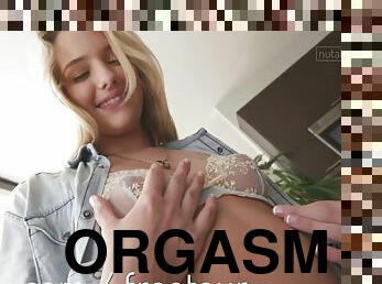 onani, brystvorter, orgasme, fisse-pussy, amatør, teenager, blond, kær