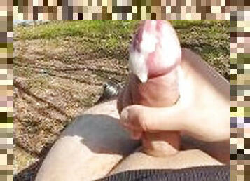 DAMN HOT COCK AND VERY JUICY AND CREAMY CUMSHOT # public # outdoor masturbation