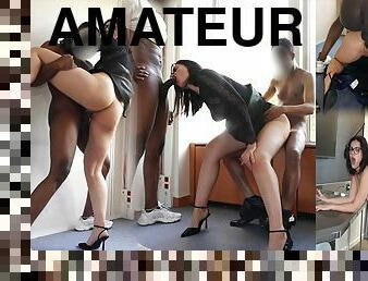 cul, tricherie, levrette, bureau-office, femme, amateur, anal, fellation, énorme-bite, interracial