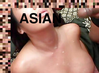 Big titty Asian interracial threesome sex